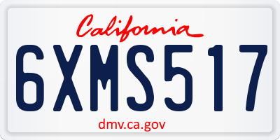 CA license plate 6XMS517
