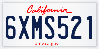 CA license plate 6XMS521