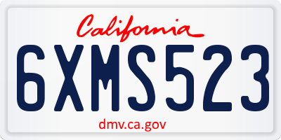 CA license plate 6XMS523