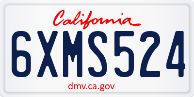 CA license plate 6XMS524