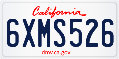 CA license plate 6XMS526