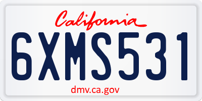 CA license plate 6XMS531
