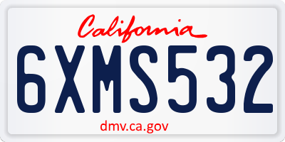 CA license plate 6XMS532