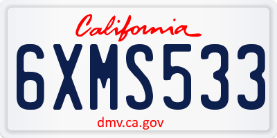 CA license plate 6XMS533