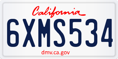 CA license plate 6XMS534