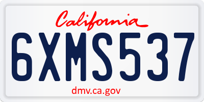 CA license plate 6XMS537
