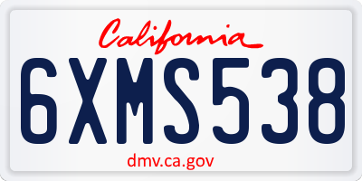 CA license plate 6XMS538