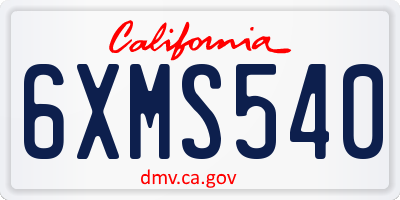 CA license plate 6XMS540