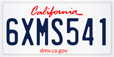CA license plate 6XMS541