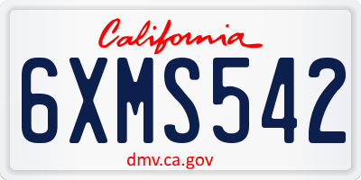 CA license plate 6XMS542