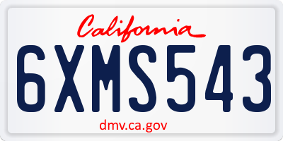 CA license plate 6XMS543