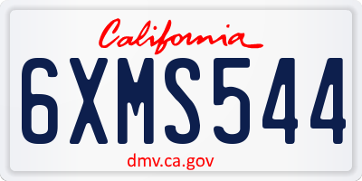 CA license plate 6XMS544