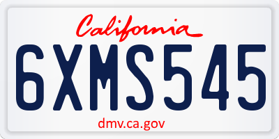 CA license plate 6XMS545
