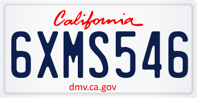 CA license plate 6XMS546