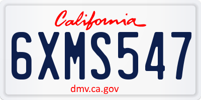 CA license plate 6XMS547