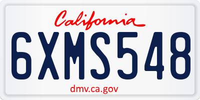 CA license plate 6XMS548