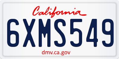 CA license plate 6XMS549