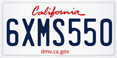 CA license plate 6XMS550