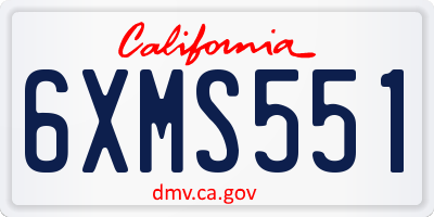 CA license plate 6XMS551