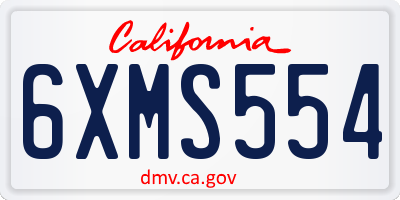 CA license plate 6XMS554