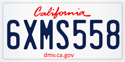 CA license plate 6XMS558