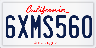 CA license plate 6XMS560