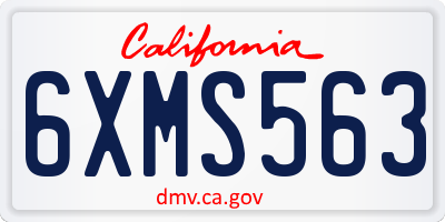 CA license plate 6XMS563