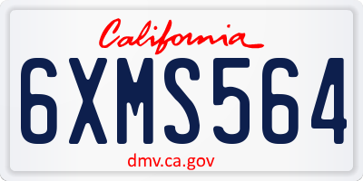 CA license plate 6XMS564