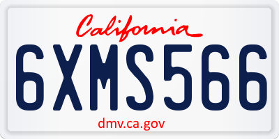 CA license plate 6XMS566