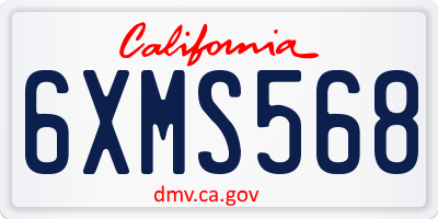 CA license plate 6XMS568