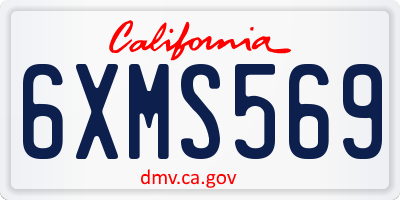 CA license plate 6XMS569