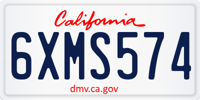 CA license plate 6XMS574