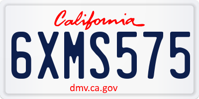 CA license plate 6XMS575