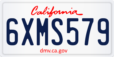 CA license plate 6XMS579