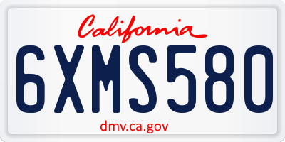 CA license plate 6XMS580