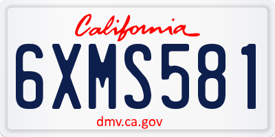 CA license plate 6XMS581