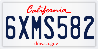 CA license plate 6XMS582