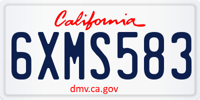CA license plate 6XMS583
