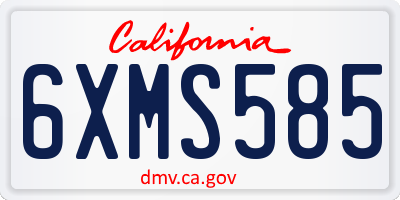 CA license plate 6XMS585