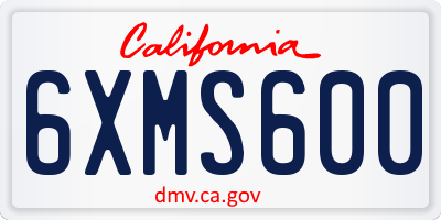 CA license plate 6XMS600
