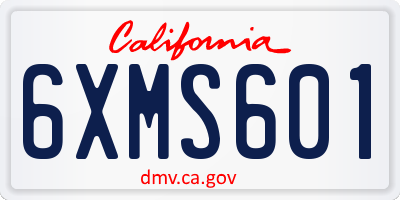 CA license plate 6XMS601