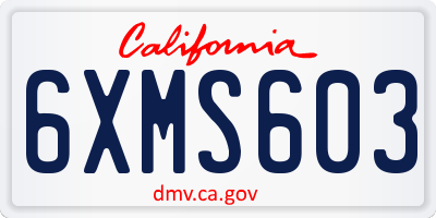 CA license plate 6XMS603