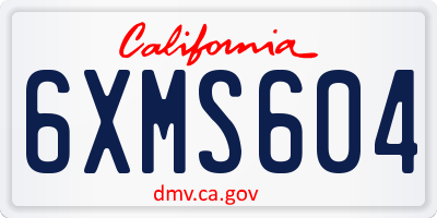 CA license plate 6XMS604