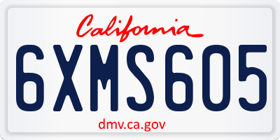 CA license plate 6XMS605