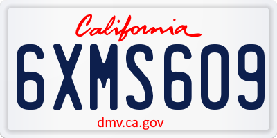 CA license plate 6XMS609