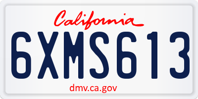 CA license plate 6XMS613