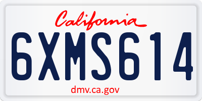 CA license plate 6XMS614