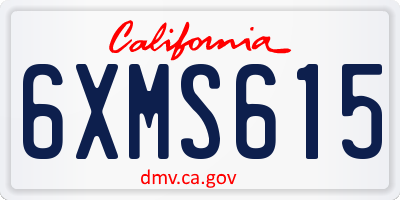 CA license plate 6XMS615