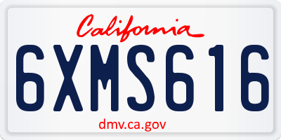 CA license plate 6XMS616
