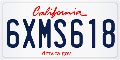 CA license plate 6XMS618